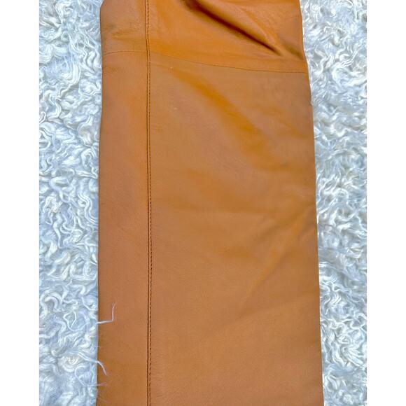 Vintage 80s PumpkinSpice SmoothGrained Leather Pants HighWaist Fall Thanksgiving - Picture 8 of 11